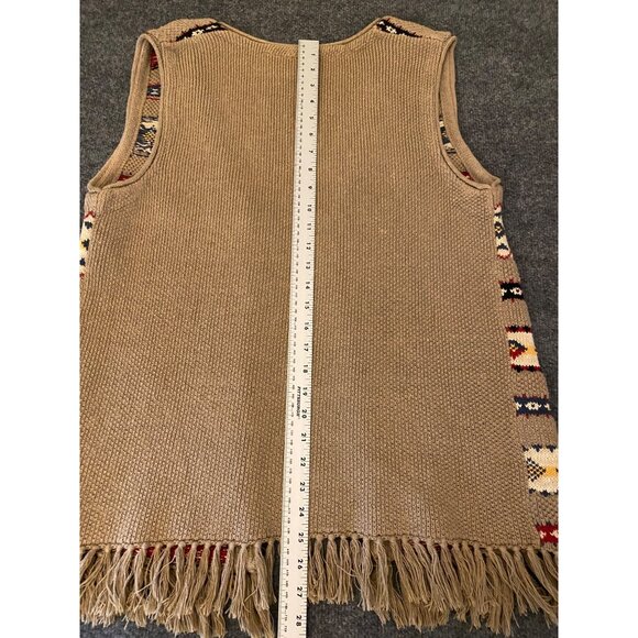 VTG Southwestern Knit Sweater Vest Womens Med Fringe Festival Indie Rock Western - Picture 13 of 13